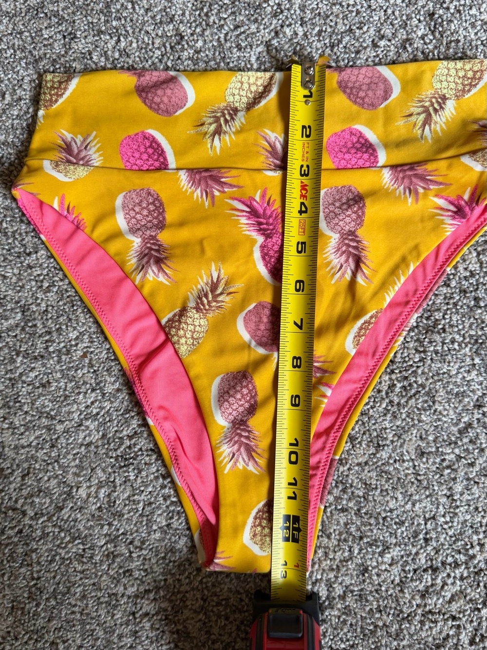 Aerie Yellow Pineapple Print Scoop Bikini Top and High Cut Cheeky Bottoms Size S - Picture 9 of 11